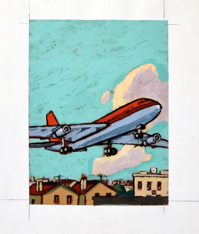 null 
GÖTTING, Jean Claude (1963)

THE AIRPLANE. ILLUSTRATION FOR Nouvel Observateur

Acrylic...