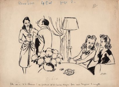 null DON (1894-1985) Ensemble de deux dessins de presse parus dans Paris Soir.

Encre...