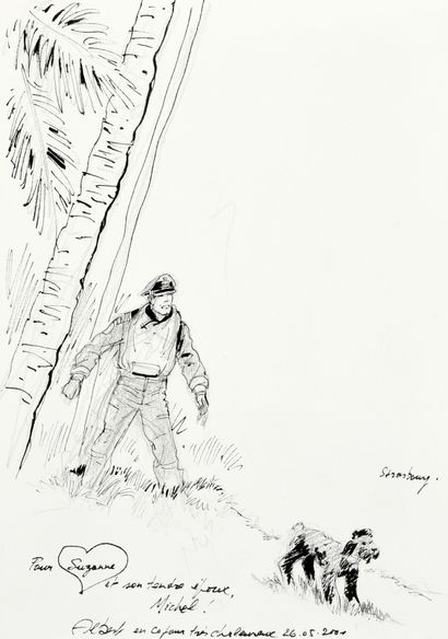null WEINBERG, Albert (1922-2011) Dedication drawing in Indian ink and pencil on...
