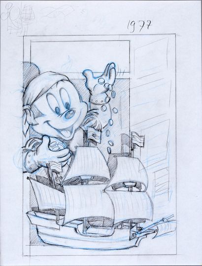null DISNEY (Studios) Mickey pirate. 

Pencil sketch for the cover project of Mickey's...