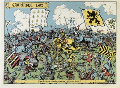 null 
Very rare screenprint of Bob de MOOR 10 passages colors "the Lion of Flanders"...