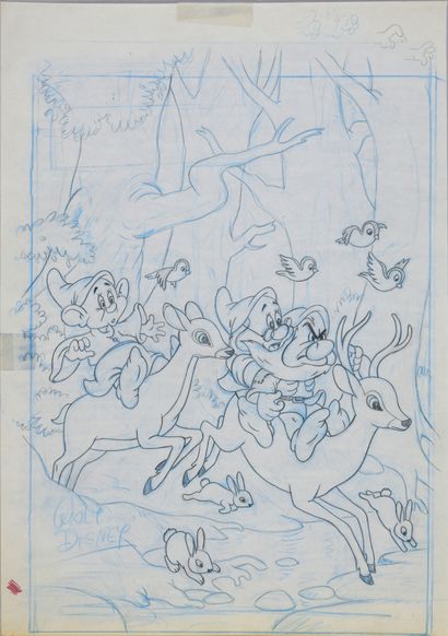 null DISNEY (Studios)Cover of Mickey's newspaper n°1642. Snow White, the 7 dwarfs...