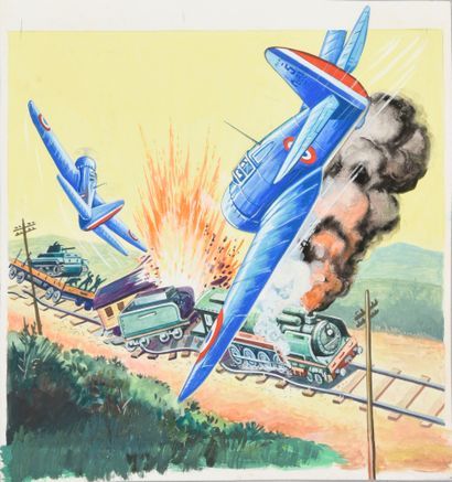 MELLIES, Roger (1901-1961). Air attack. 

Illustration...