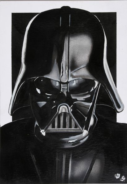 null SEPTIEMBRE, Diego (XXème). Portrait de Darth Vader. 

Aérographe et gouache...