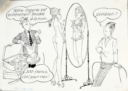 null CAILLE, René (1921-2013). Ensemble de trois dessins de presse. 

"La romance"...