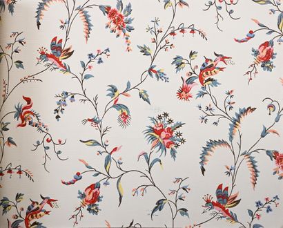 null Strain of wallpaper samples, circa 1930- 1940, natural and stylized flowers...