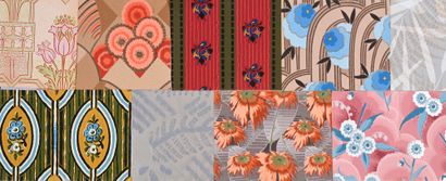 null Approximately 1200 sheets of wallpapers drawn from sample stocks, first half...