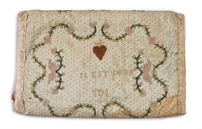 null Embroidered pouch, second half of the eighteenth century, slightly padded pouch...