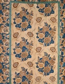 null Deux paires de rideaux en Indienne, vers 1830, impression à la planche de bois...