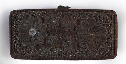 null Case or purse, Empire period, in embossed steel mesh decorated with branch and...