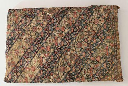 null Set of three cushions in Persian embroidery and silk, Qadjar period, two cushions...