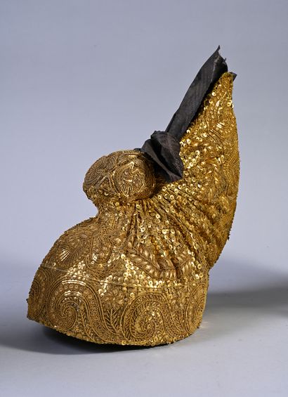 null Two opulent embroidered headdresses, Silesia, first half of the 19th century,...