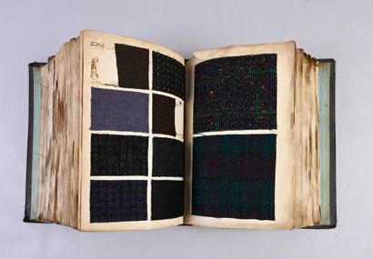 null Album of woolen samples titled Autumn 1903, plain and shaped woollens including...