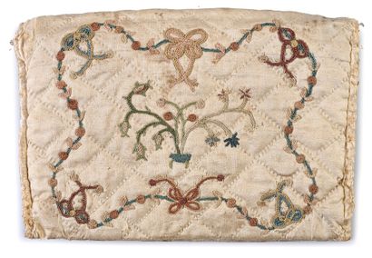 null Embroidered pouch, second half of the eighteenth century, pouch with two inside...