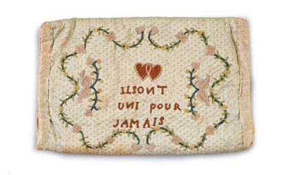 null Embroidered pouch, second half of the eighteenth century, slightly padded pouch...