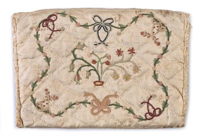 null Embroidered pouch, second half of the eighteenth century, pouch with two inside...