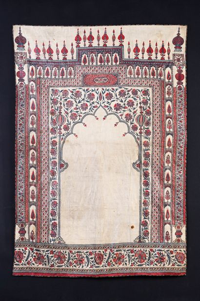 null Kalemkar, India or Persia, mid-19th century, cream cotton canvas printed and...