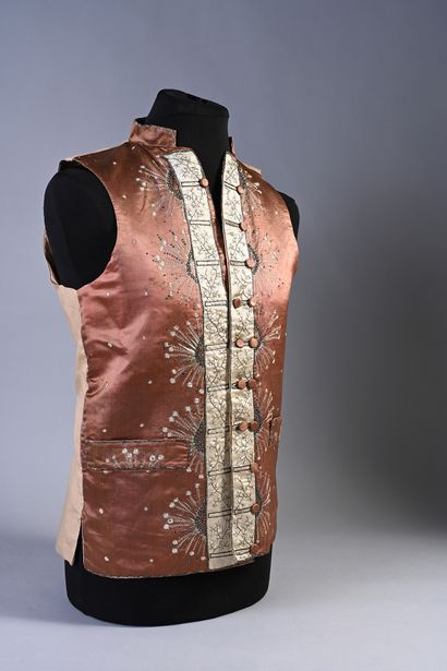null Embroidered vest, late eighteenth century, straight jacket with officer's collar...