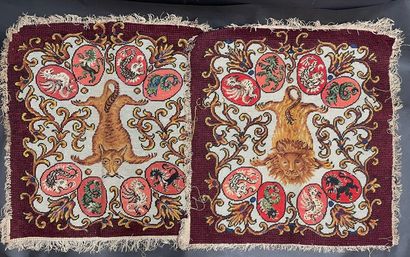 null Part of the tapestry trimmings of a hunting lounge, mid-nineteenth century,...