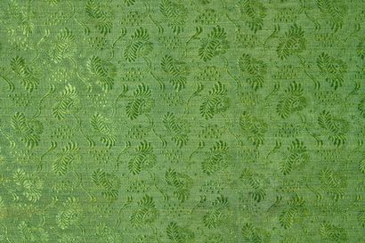 null Droguet, Louis XV period, silk, gros de Tours green edging decorated with a...