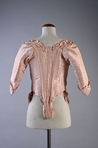 null Corsage d'une robe à l'anglaise, époque Louis XVI, corsage baleiné en pointe...