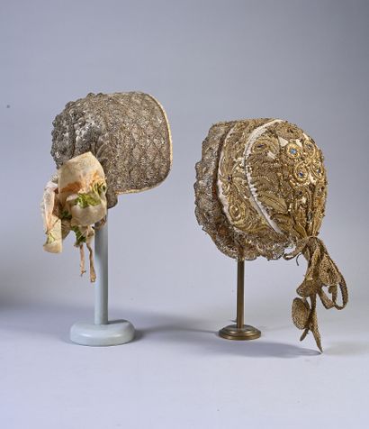 null Meeting of three traditional headdresses, probably Austria, nineteenth century,...