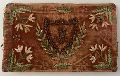 null Embroidered bellows pouch, early nineteenth century, old pink silk velvet with...
