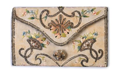 Embroidered bellows pouch, Louis XV period,...