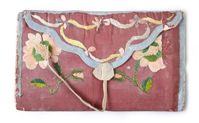 Embroidered pouch, Louis XV period, gros...