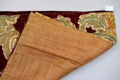 null Embroidered panel, second half of the 17th century, crimson silk velvet embroidered...
