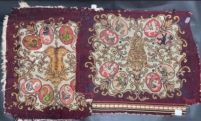 null Part of the tapestry trimmings of a hunting lounge, mid-nineteenth century,...