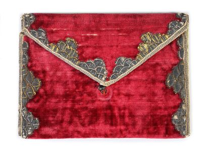 Pouch with gusset in embroidered velvet,...