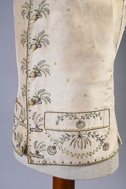 null Embroidered vest, late eighteenth century, straight jacket in cream silk taffeta...