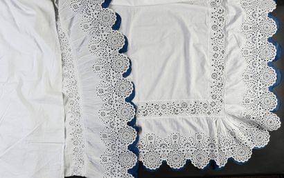 Sheet and quilt cover, English embroidery,...