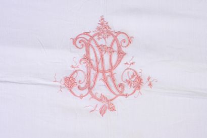 null Sheet with embroidered lapel application, mid-twentieth century.
In cotton voile...