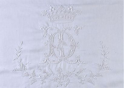 Embroidered cloth, marquis crown, late 19th...