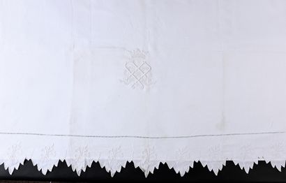 null Sheet embroidered with fleur-de-lis and marquis crown, 2nd half of the 19th...