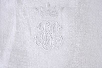 null Towels, Baron's crown, late 20th century.
A pair of towels in granite the two...