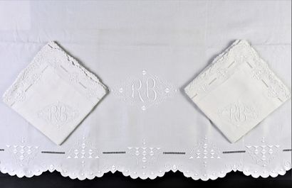 null Bed set, sheet and two pillowcases embroidered, 1st third of the twentieth century.
The...