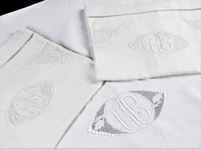 null Bed set, sheet and two pillowcases embroidered, 1st third of the twentieth century.
The...