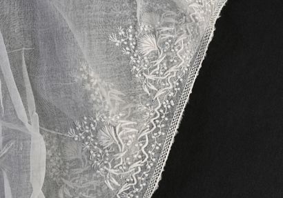 null Accessoires du costume féminin en broderie blanche, XIXe siècle.
Un grand col...