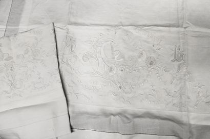 null Pair of lavishly embroidered pillowcases, 2nd half of the 19th century.

In...