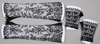 null Rare pair of mittens in Chantilly, spindles, 2nd half of the 19th century.

Decorated...