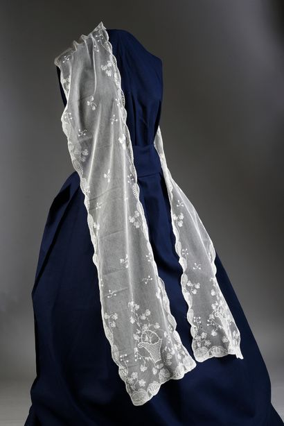 null Two embroidered tulle stoles, Limerick, circa 1900.

In cotton tulle finely...