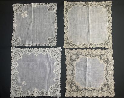 null Five handkerchiefs, Point de Gaze and Duchesse, Belgium, late 19th century.

Four...