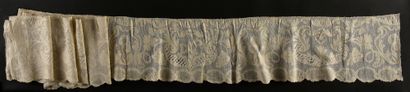 null Large flounce with grapes, white embroidery and spread threads, Dresden ?, needlework,...