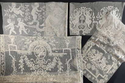 null Five large pieces of embroidered net lace, early 20th century.

Five beautiful...