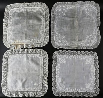 null Four embroidered handkerchiefs, 2nd half of the 19th century.

Linen hand thread...