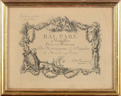 null Mariage du Dauphin, fils de Louis XV. Carton d'invitation pour le Bal Paré à...