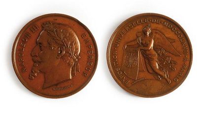 null Napoléon III, empereur des Français. Médaille en bronze à son profil couronné...